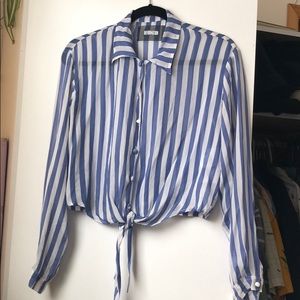 Cropped stripe Reformation top